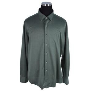 David Donahue Mens Shirt Fusion 17.5 XL Green 100% Cotton